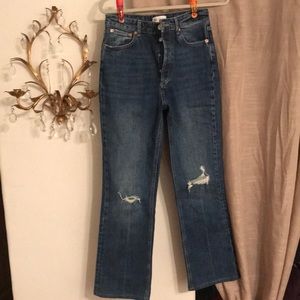 Zara High Rise Ripped Jeans